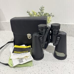 Vintage Bushnell 10x50 Wide Angle Binoculars with carrying case and strap EUC
